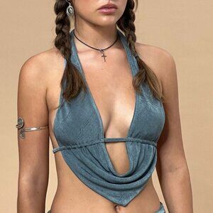 Motel Turquoise Halter Top – Size M